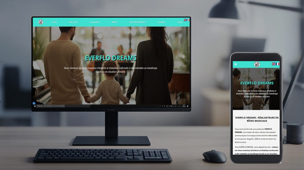 EverfloDreams_ecrans site réalisé pour une association